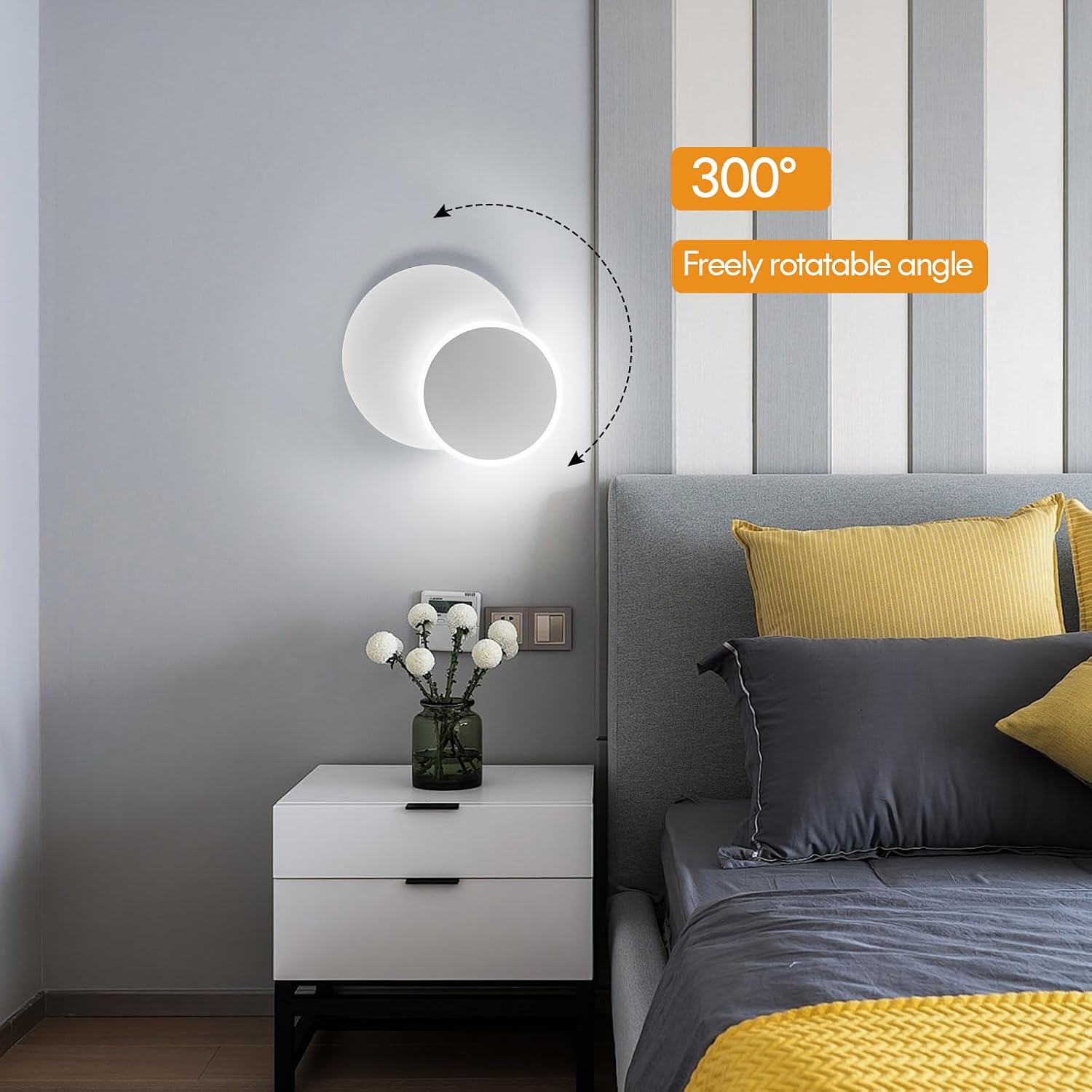LMQNINE Modern Wall Sconce Acrylic Wall Lights LED White Lighting Fixture 6000K 5W Dimmable Round Wall Light for Living Room Bedroom Bedside Hallway