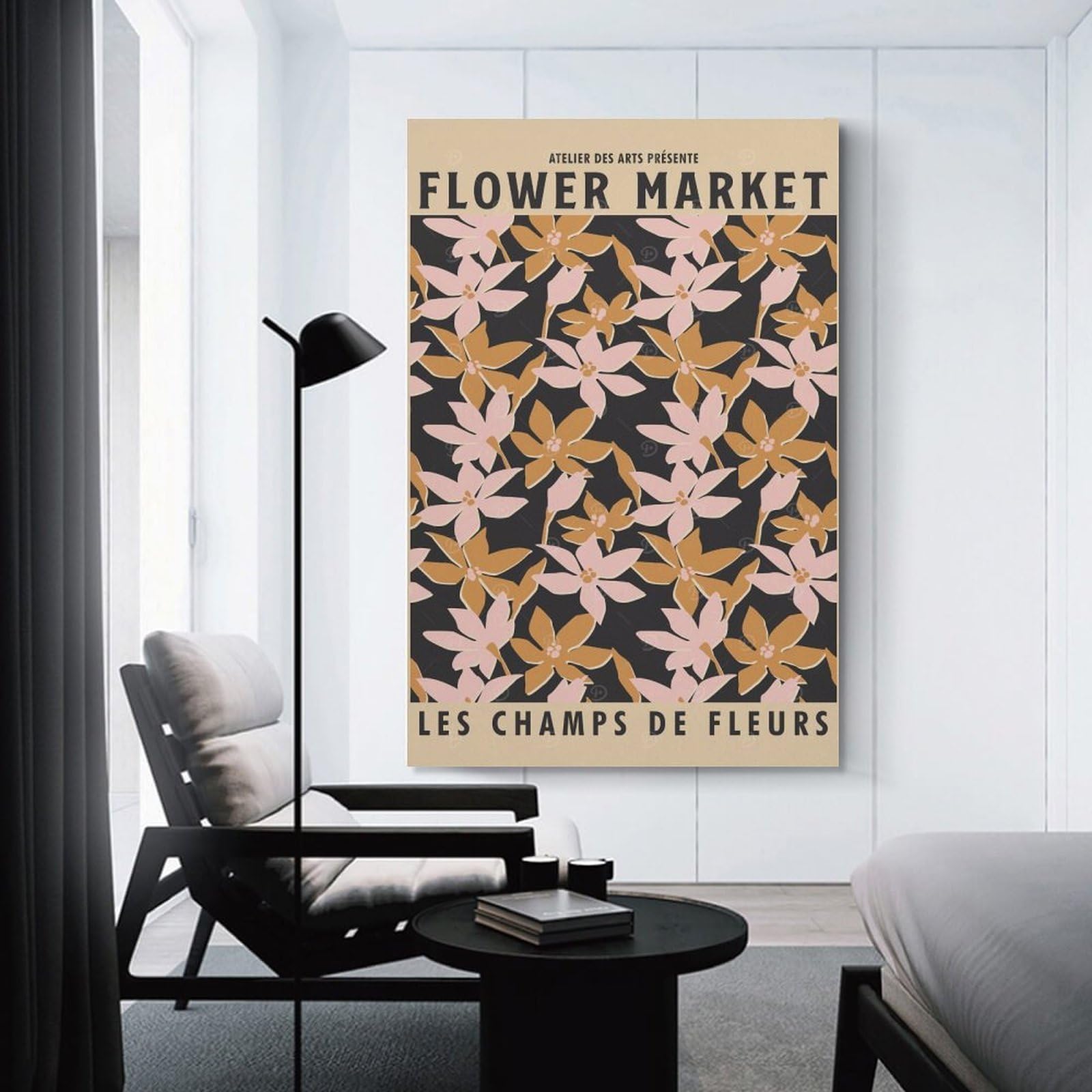 Junmoney Flower Market Floral Pattern Canvas Wall Decor, 24x36inch(60x90cm), for New Homes, Bedrooms Or Workspaces, Gift Idea for Housewarming And Birthdays