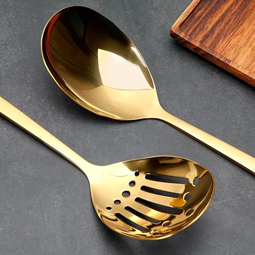 Miniatura 5 de Snailhouse Cuchara sólida, grande y grande de acero inoxidable de metal para cocina, cocina, mezcla, untado, cucharas para revolver para utensilios