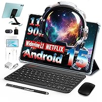 TECLAST P50Case Tablet 11 Pollici 90Hz Tablets Android 15, 2.0GHz Octa-Core, 12GB RAM+128GB ROM, TF 4TB, 7000mAh, Widevine L1, GPS, BT5, OTG, Tablet con Tastiera+Custodia+Penna+Auricolari, 10 Accessori-2025