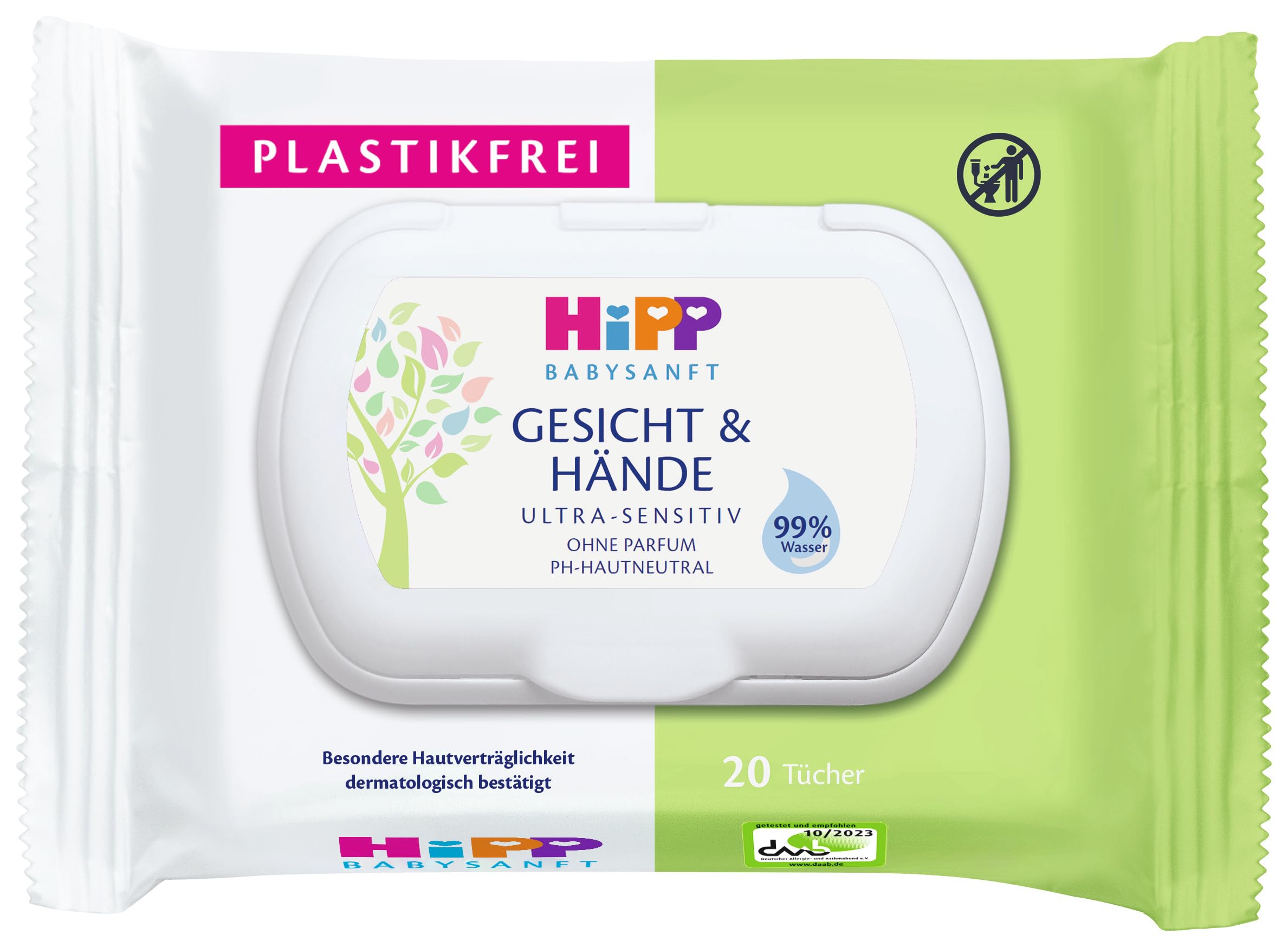 HiPP Babysanft Gesicht und Hände Tücher, 12er Pack (12 x 20 Stück)
