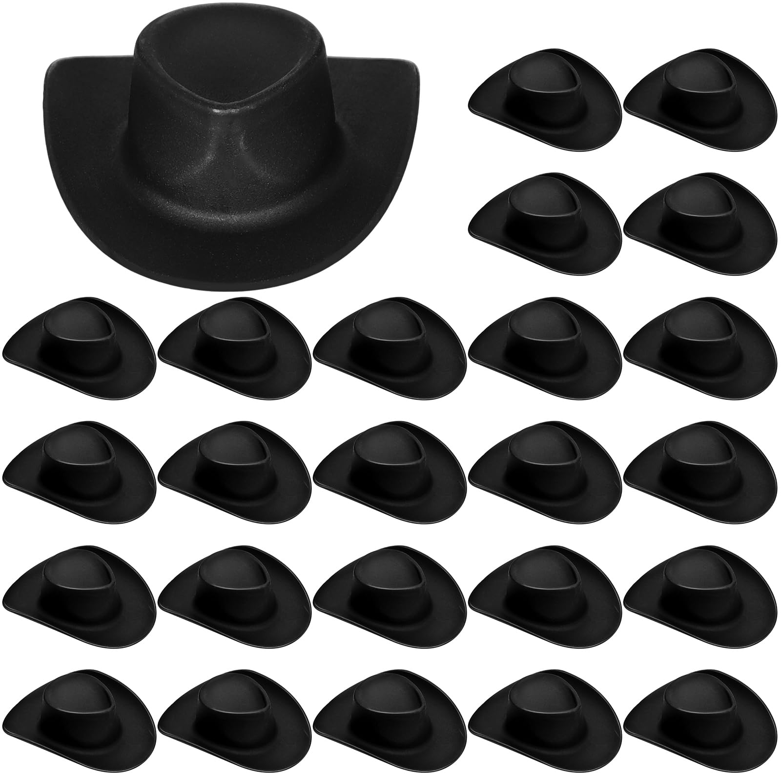 24 Pcs Mini Cowboy Hats - Cow Print Plastic Hats For Cupcake Toppers & Dollhouse