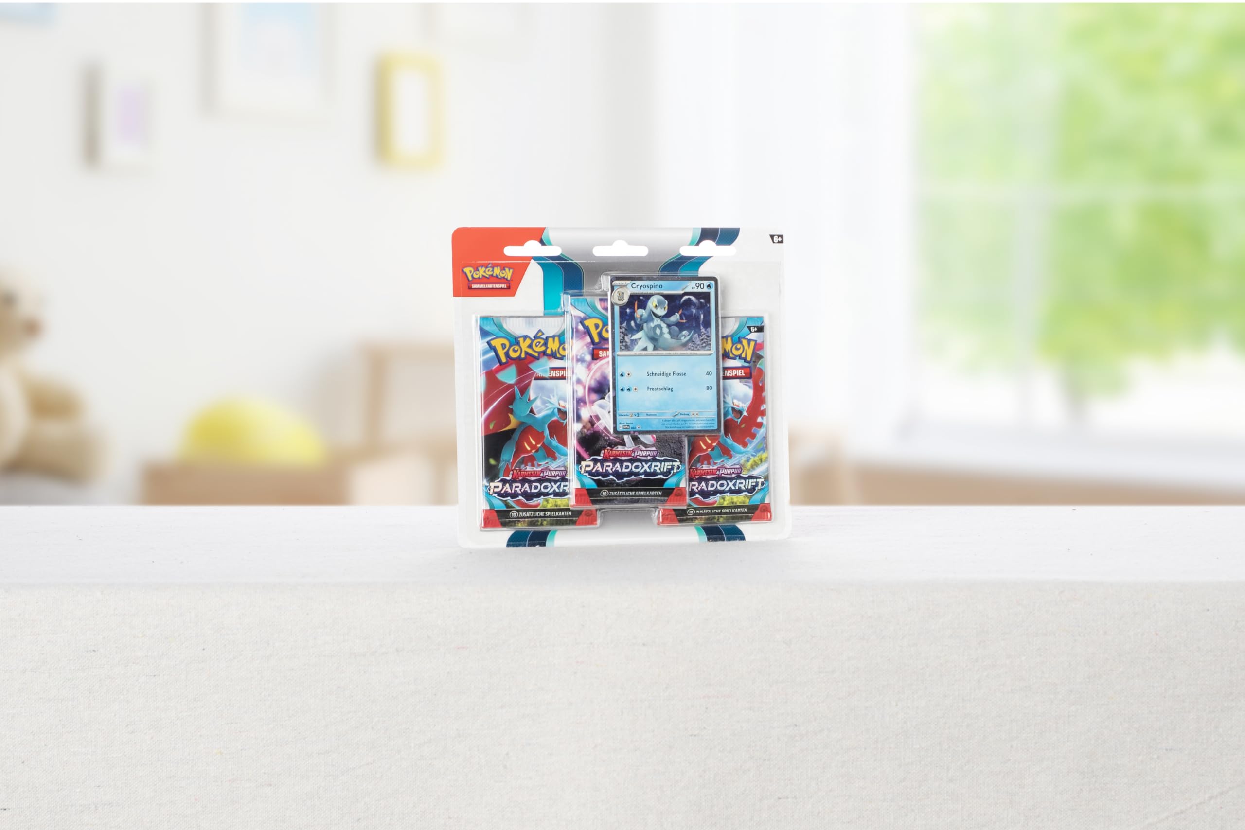 Pokémon-Sammelkartenspiel: 3er-Pack (Cryospino) Karmesin & Purpur – Paradoxrift (3 Boosterpacks & 1 holografische Promokarte)