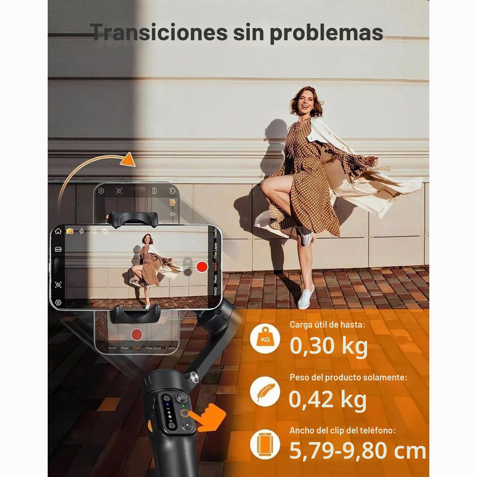 Hohem iSteady V3 Gimbal para Móvil de 3 Ejes, Estabilizador para Móvil con Seguimiento AI Magnético, Control Remoto Desmontable, Vástago Telescópico Integrado y Trípode, Gimbal para Smartphone(Negro)