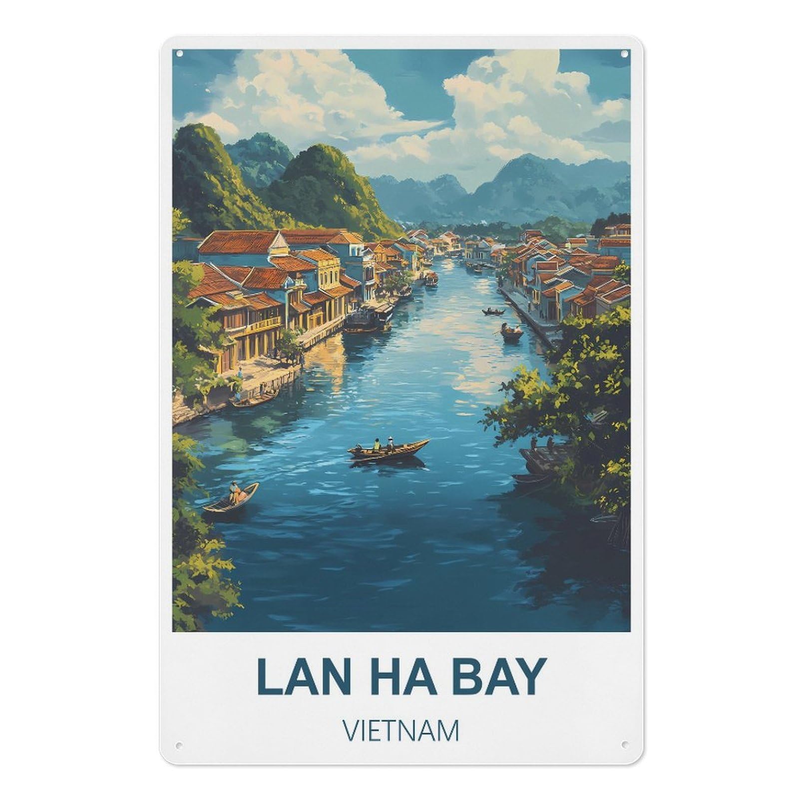 Lan Ha Bay Vietnam Retro Design Tin Paintings Vintage Tin Sign 08x12inch(20x30cm) Wall Art for Home Office Bedroom Living Room Cafes Wall Decor