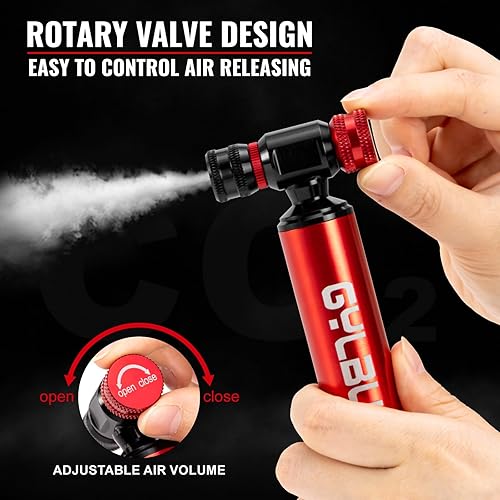 Miniatura 5 de Inflador de neumáticos de bicicleta de CO2 Bomba de bicicleta portátil de Co2 compatible con válvula Presta y Schrader con cartucho de