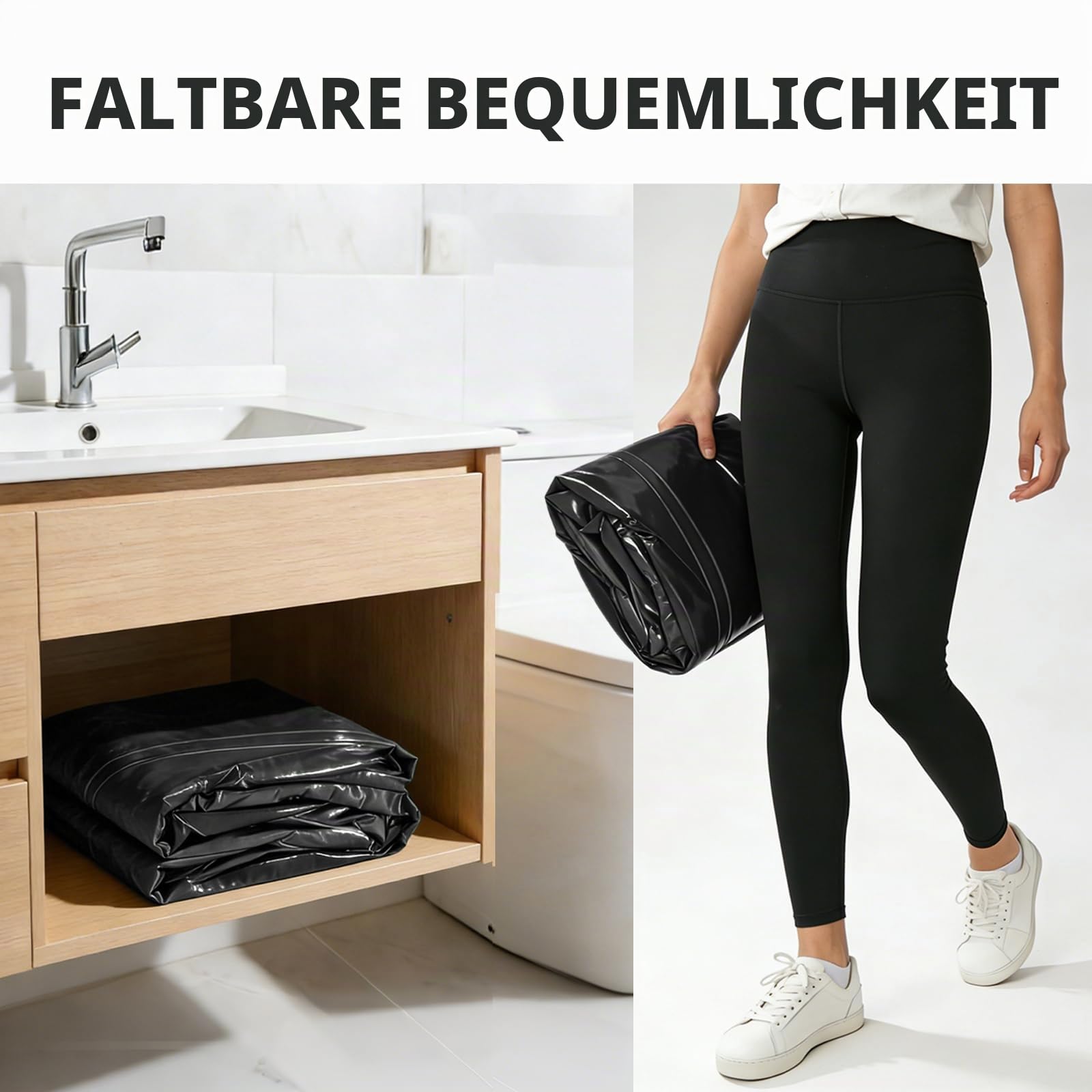 Inflatable Bath Ice Bath – Aufblasbare Badewanne für Dusche, Faltbare Badewanne für Erwachsene, Ideal als Eisbad & Eisbaden Tonne zur Regeneration, 158×95×45 cm, Dunkelgrau