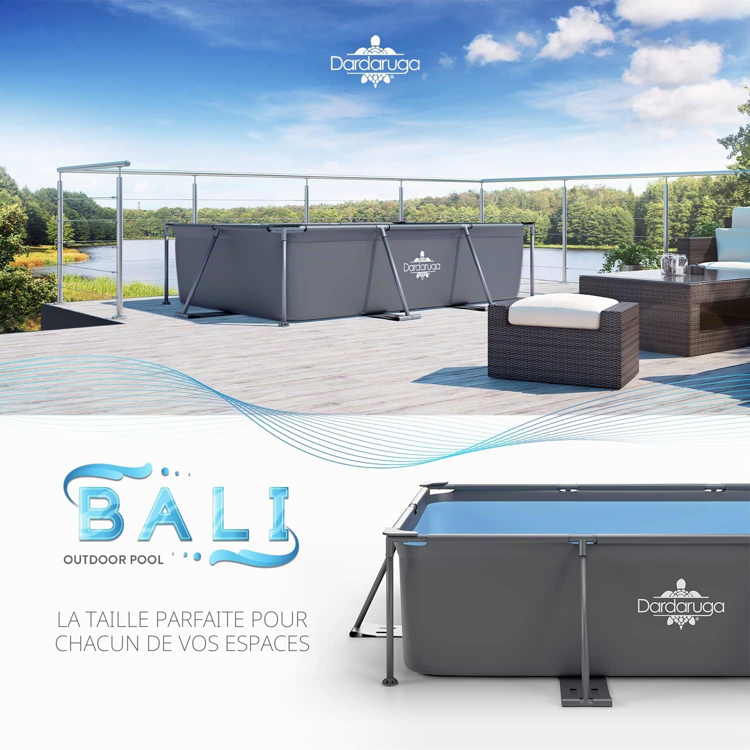 Piscine Hors Sol 300x200x75 cm | Modèle Bali (2026) | Marque Italienne | Matériaux Premium, Liner Multicouche, Design Élégant | Garantie et Service Client