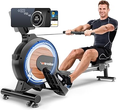 WENOKER Rowing Machine, Magnetic Rowing Machine for Home, Upgraded 32-Levels Resistance with Smart Electronic Knob, 350 LBS Weight Capacity, Compact Rower Machine Easy Assembly, App Supported