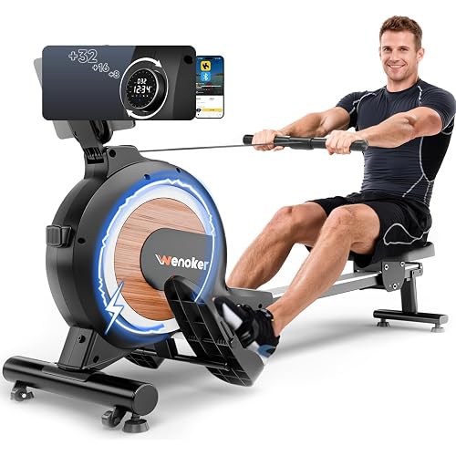 WENOKER Rowing Machine, Magnetic Rowing Machine for Home, Upgraded 32-Levels Resistance with Smart Electronic Knob, 350 LBS Weight Capacity, Compact Rower Machine Easy Assembly.