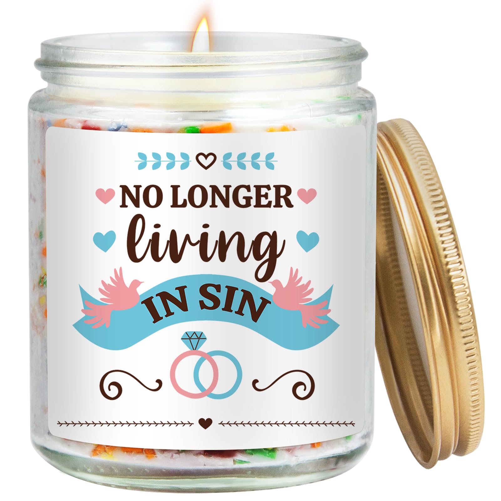 Goiicoln Wedding Gifts for Newlyweds, No Longer Living in Sin Candle, Funny Engagement Gifts, Gift for Bride Groom to Be, Funny Engaged Gift for Her,