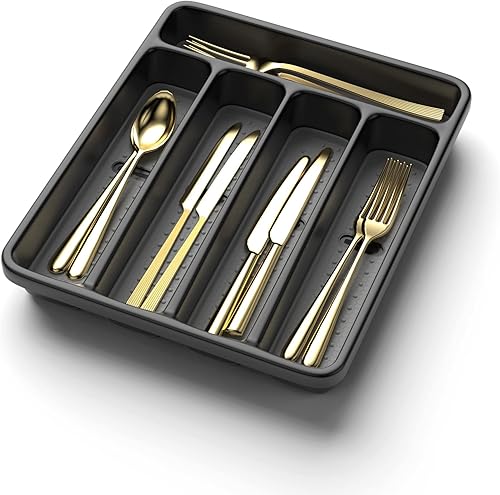 Miniatura 1 de WEBACOO. Organizador de cubiertos para cajón de cocina, organizador de cajones de utensilios antideslizante, apto para lavavajillas, organizador de