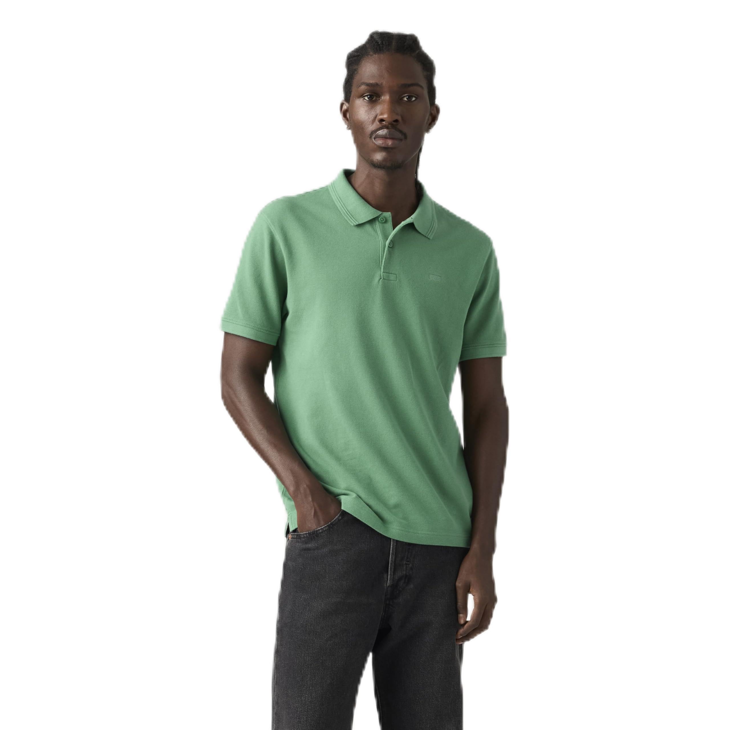 Levi's Men's Pine Green - Green Short Sleeve Polo Shirt Original With Piqué Texture, Standard Fit, Green (Pine Green), L