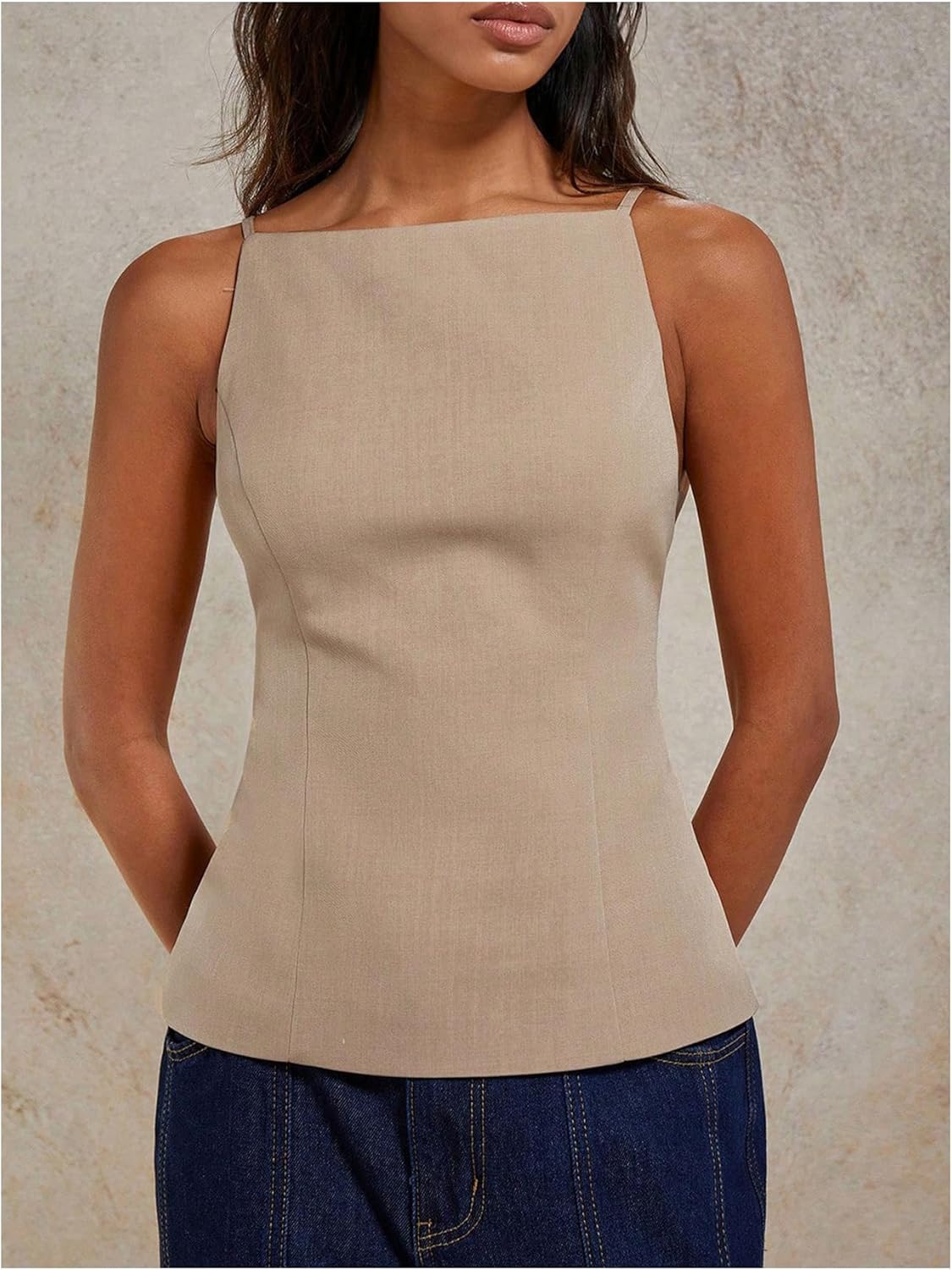 MakeMeChic Women's Going Out Tops Y2k Halter Tops Dressy Backless Top - Image 2