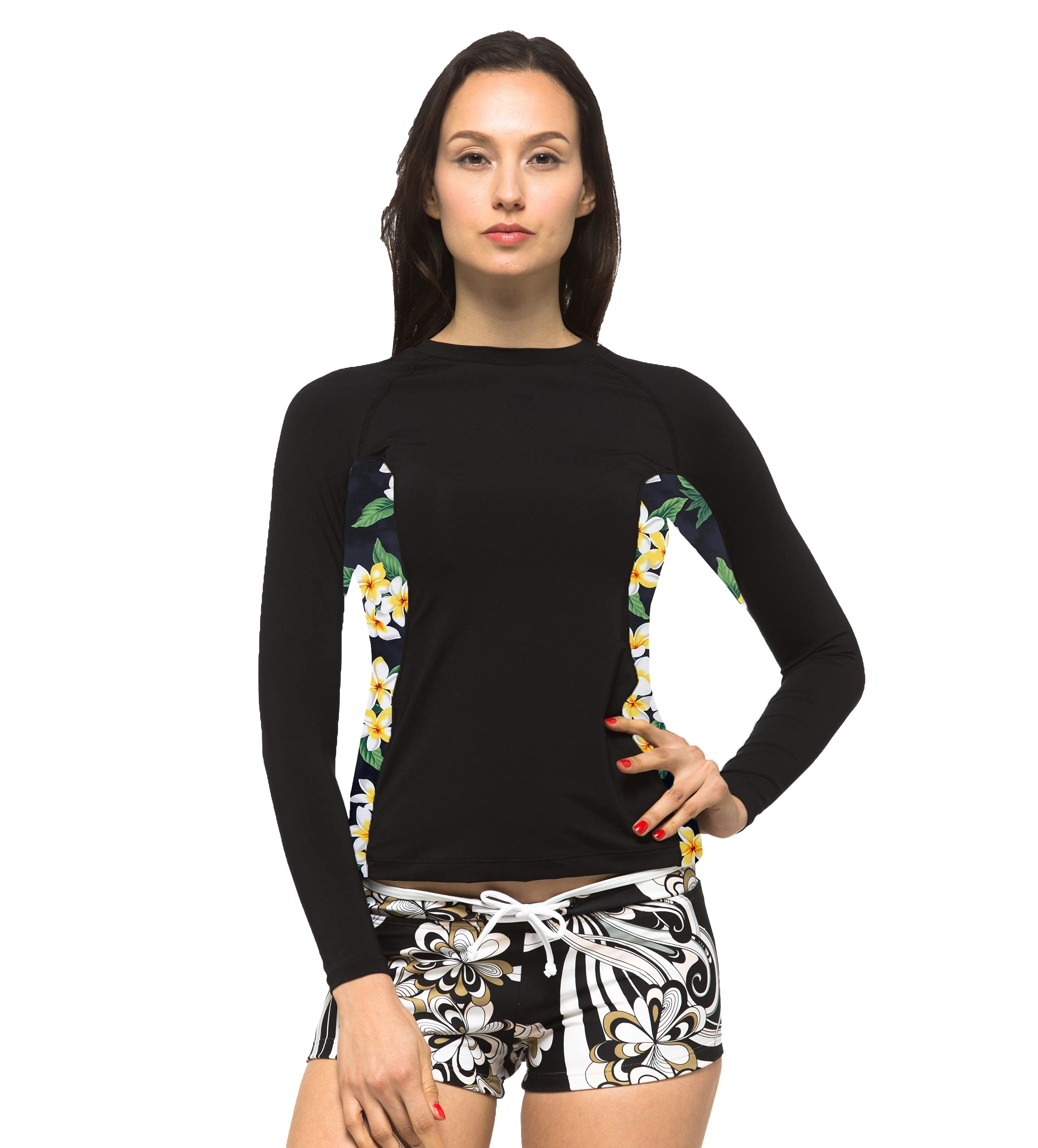 Private Island Women UPF50+ Long Sleeve Top Swimsuit T- Shirt Rash Guard Workout (RGT)