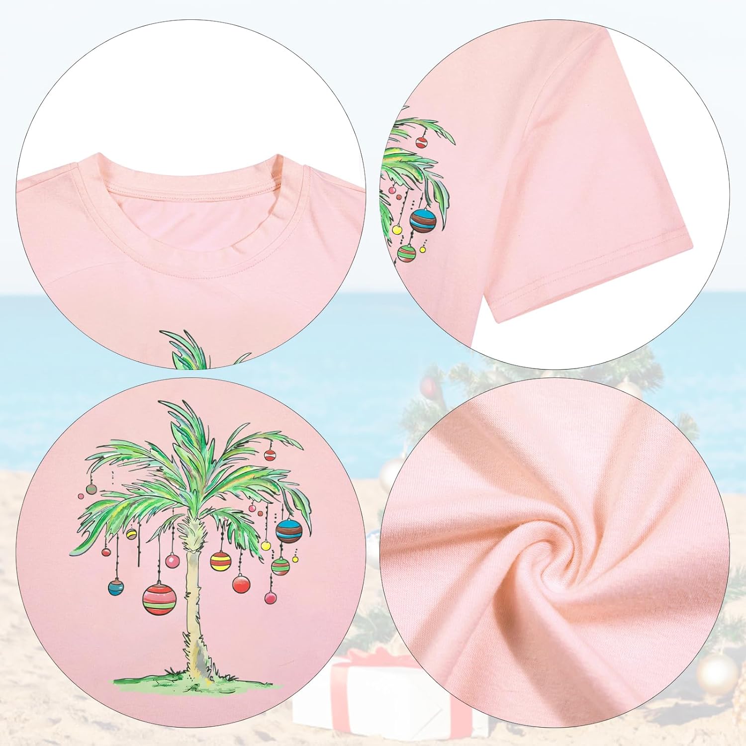 Plus Size Christmas in July Shirt Women Palm Tree Graphic Tee Funny Hawaiian Vacation Top Summer Beach Party T-Shirt - Image 6