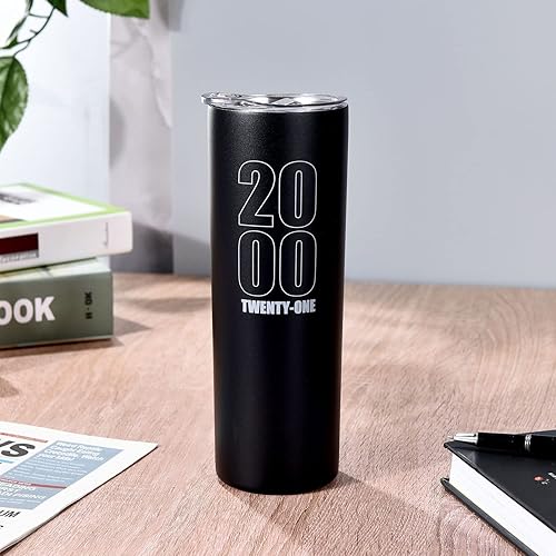 Miniatura 3 de Max Darby Regalos de cumpleaños número 21 para él o ella, vaso de 20 onzas con tapa deslizante y popote de acero inoxidable, 8 variaciones de color,