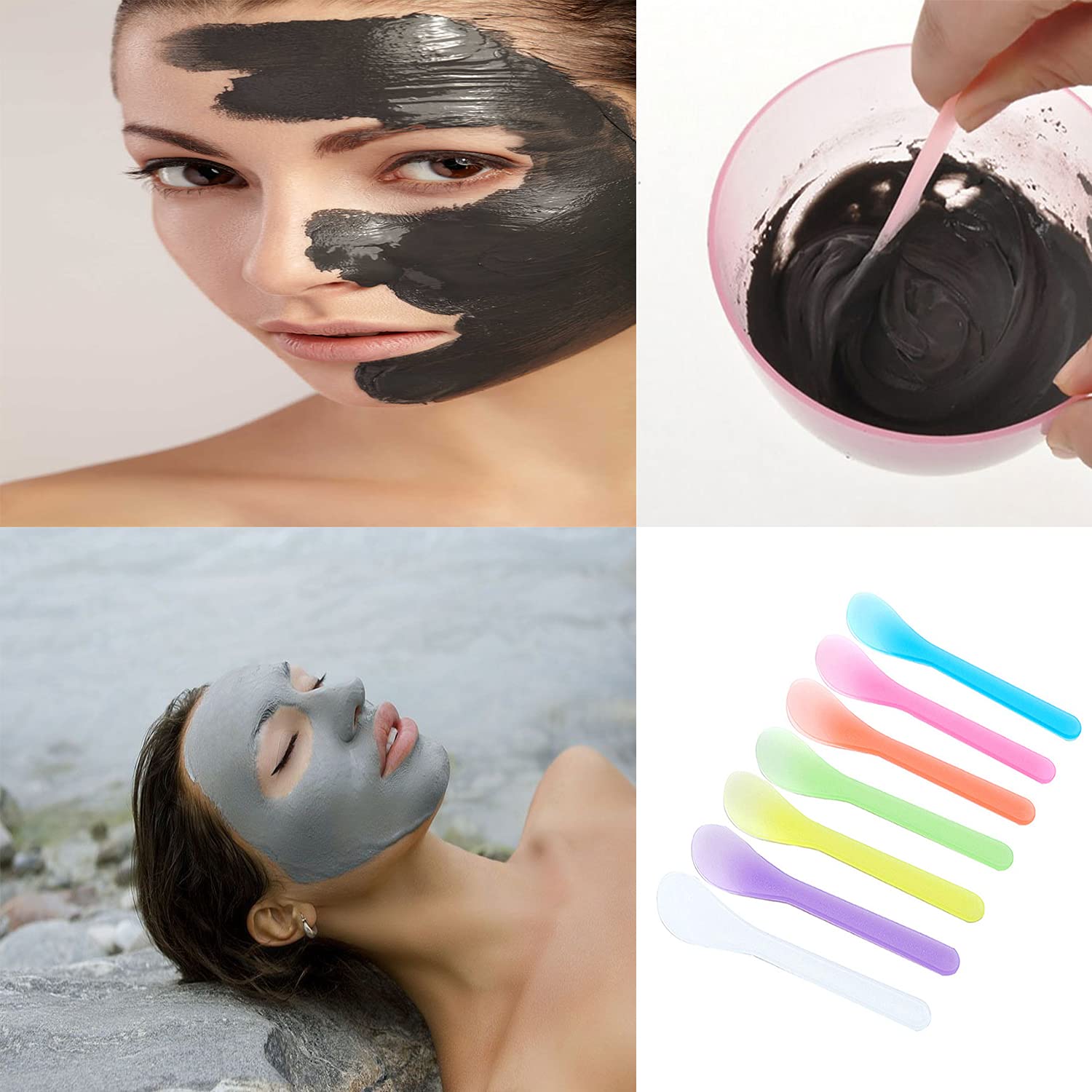 80 Pcs 5 Inch Plastic Cosmetic Spatulas, Disposable Makeup Tools Spoon for Mixing and Sampling, Color Random
