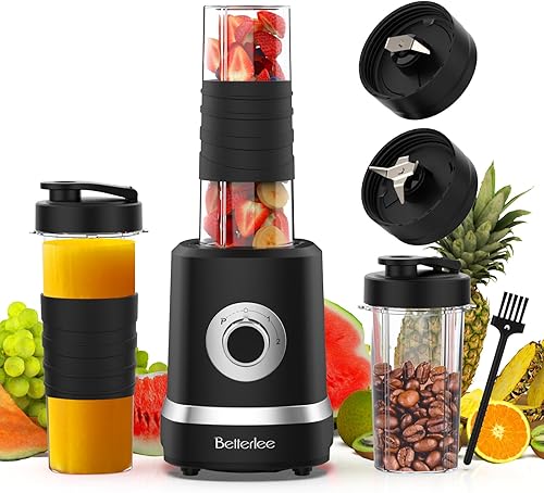 Licuadora para batidos y batidos, licuadora personal de 500 W con 2 controles de velocidad, 18 piezas de batidora de encimera y molinillo combinado