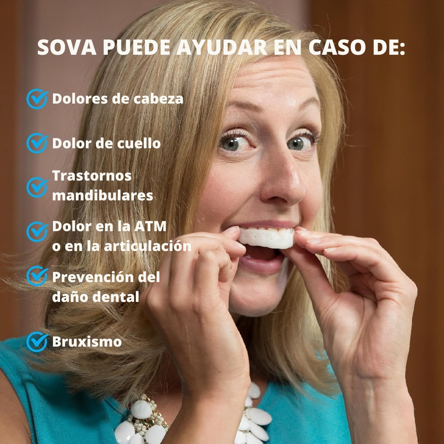 Protector Nocturno SOVA Aero - Férula nocturna para el Rechinamiento de Dientes/Bruxismo - Protector Bucal Personalizado - 1.6mm - Adaptable y Remoldeable hasta 20 Veces - Para Adultos - Con Estuche