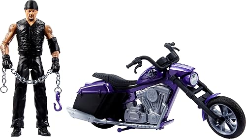 Mattel WWE Wrekkin' - Figura de acción y vehículo de juguete, Undertaker con motocicleta Slamcycle con acción de amarre y piezas rompibles