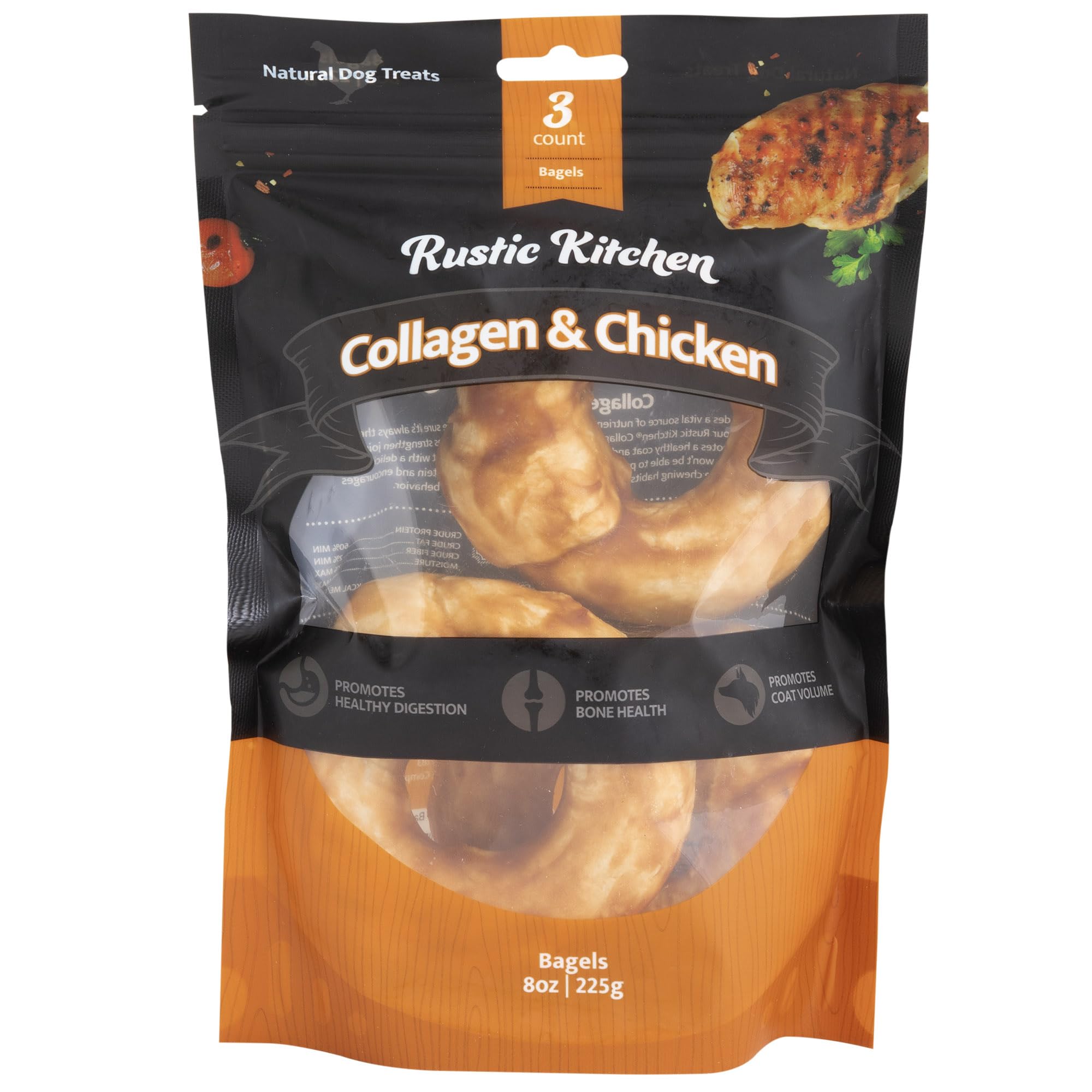 Collagen Dog Chew Hand-Rolled Bagel (Real Chicken)- 3ct