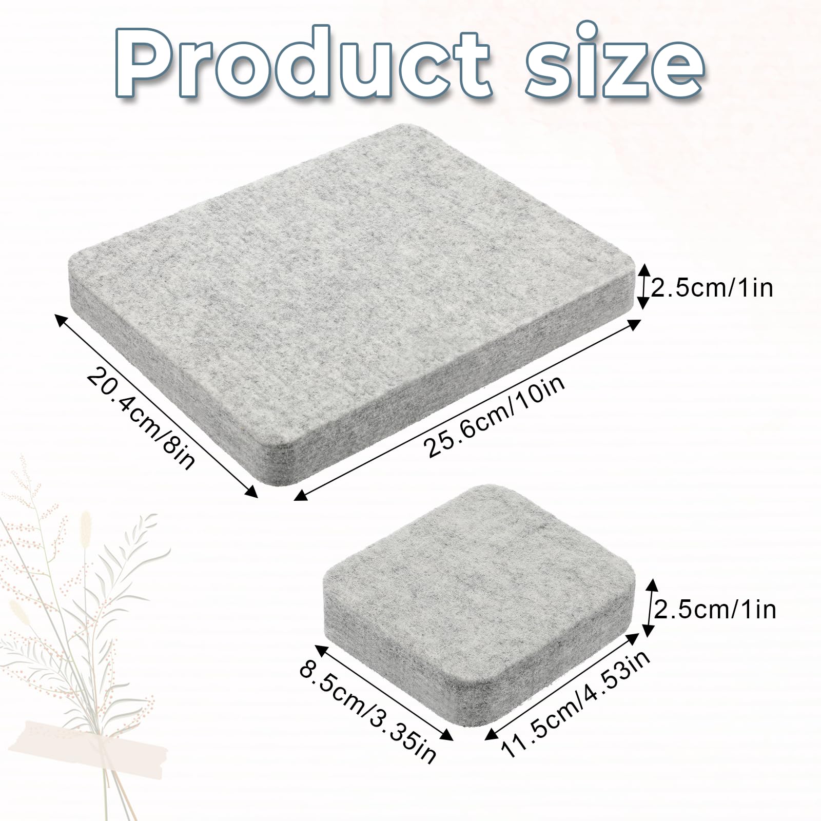 Prasacco 2 Pcs Needle Felting Pad Set, 10x8x1 Inch/4.53x3.35x1 Inch Needled Felting Mat Thick and Firm Needle Felt Base for Precision Felt Project, DIY Crafts (Grey)