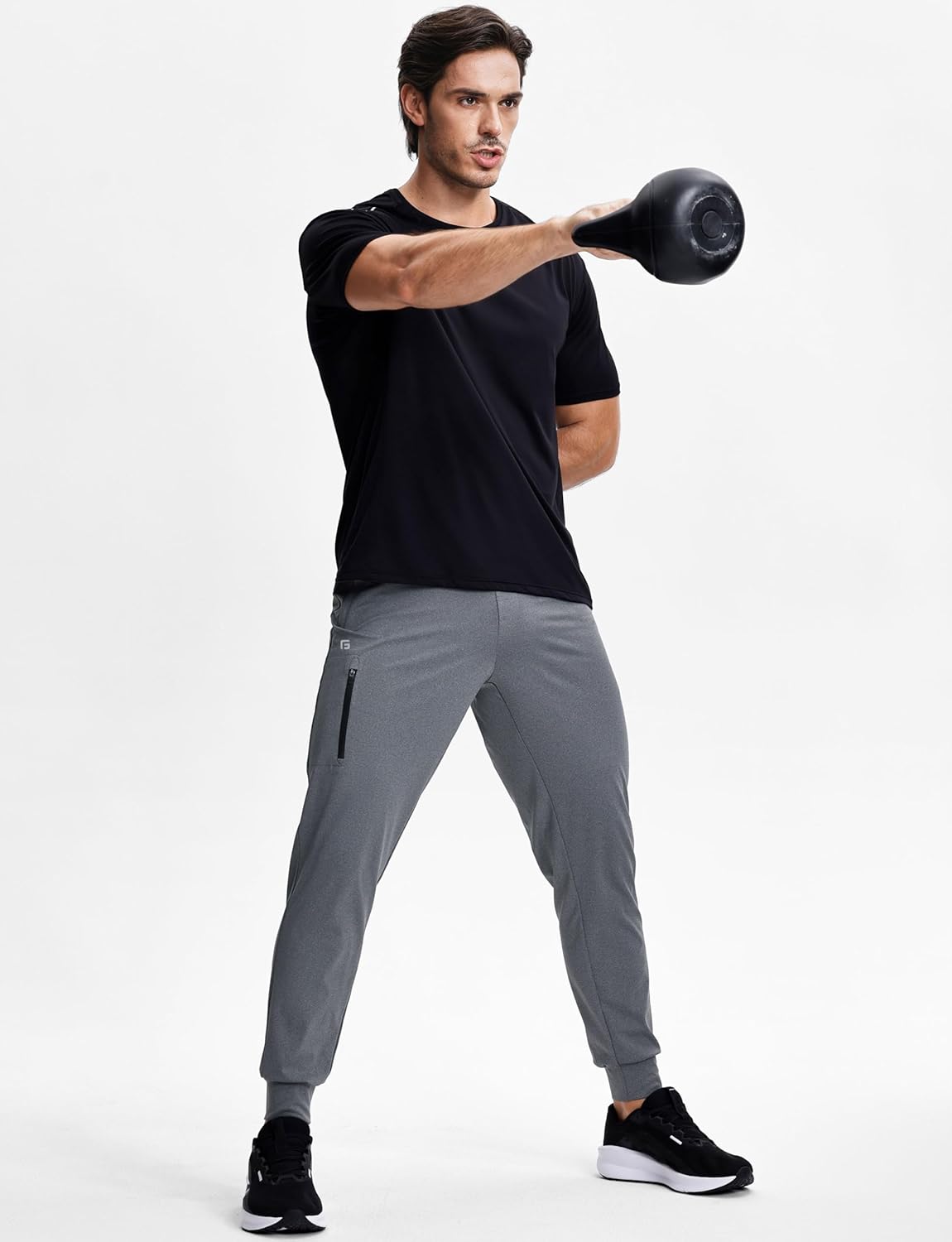 GGJ Men's Athletic Joggers with Zipper Pockets Stretch Tapered Running Sweatpants Gym Jogging Workout Pants for Men - Image 6