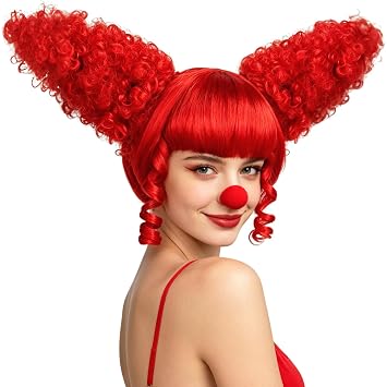 BESTBEL Red Clown Wig Red Spiky Wigs Creepy Anime Cosplay Synthetic Wigs
