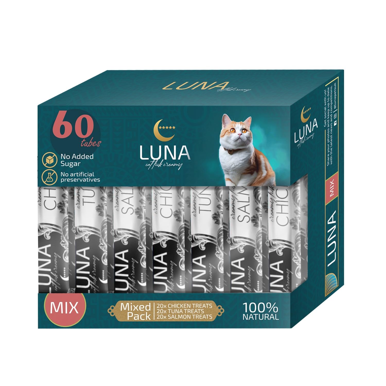 Premium Lickable Cat Treats - 100% Natural Creamy Kitten Treats for Kitty, Adult Senior Cats - Healthy Treat Snacks No Fillers, Preservatives - Chicken Tuna Salmon Variety Pack