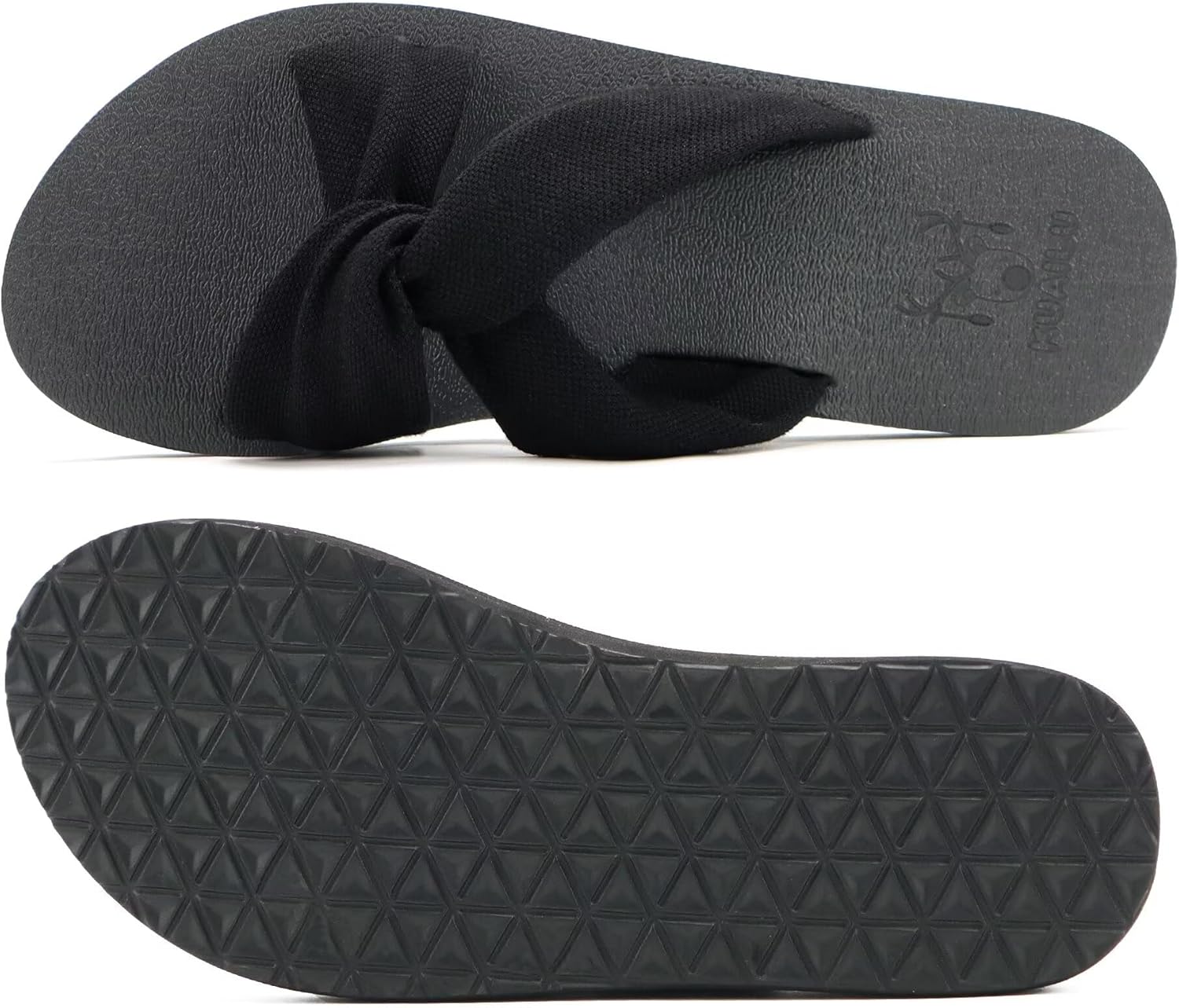 KuaiLu Womens Dressy Sandals with Arch Support Yoga Mat Comfortable Cushion Walking Criss Cross Slides Summer Beach Slip On Indoor Outdoor Slippers Dark Black 8 image 8 of 9 B0DW7LQZXS