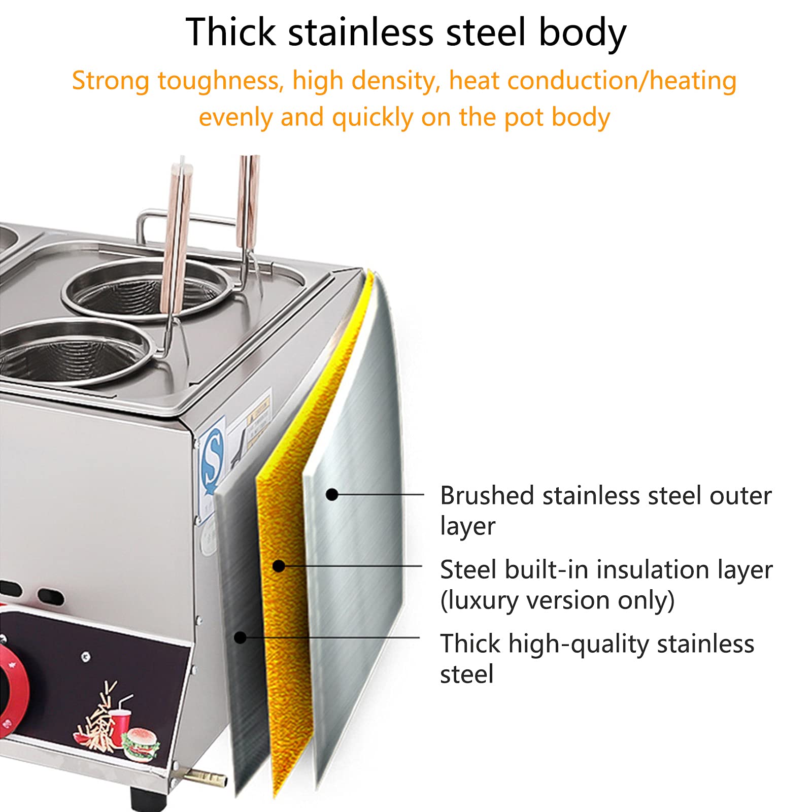 Deep Fryer Friggitrice a Gas Professionale, friggitrice a Gas 12L/18L Serbatoio in Acciaio Inox Friggitrice per Patatine di Pollo con Paletta per cestello per Ristorante Commerciale Cucina Domestica