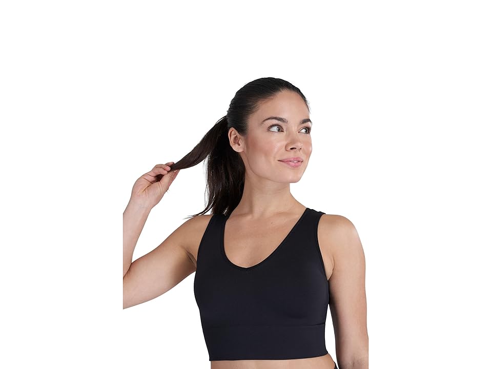 Spanx Lamn Active Seamless Crop Top (Very Black) Women's Clothing INTERNATIONAL SHIPPING