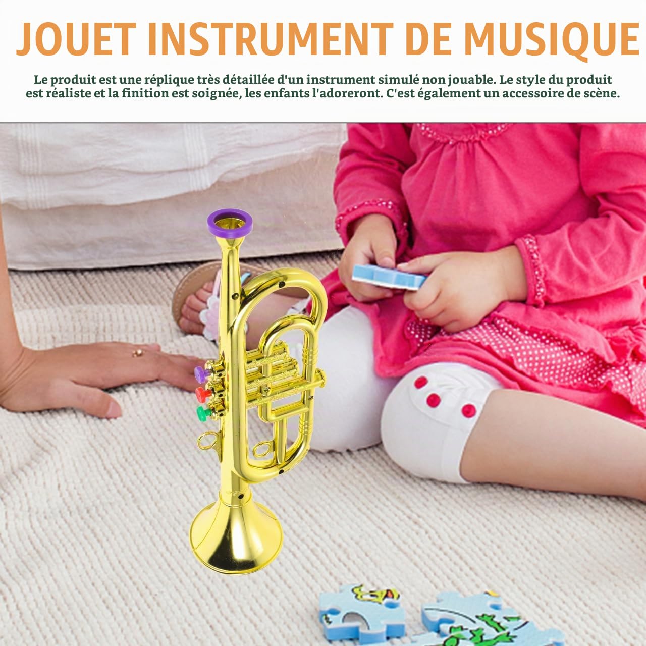 TOYANDONA Trompette Jouet D'Imitation À Trois Sons 33.50X13.00X9.00Cm Instrument De Musique Jouet pour Enfants Outil d'apprentissage Précoce Développement Musical