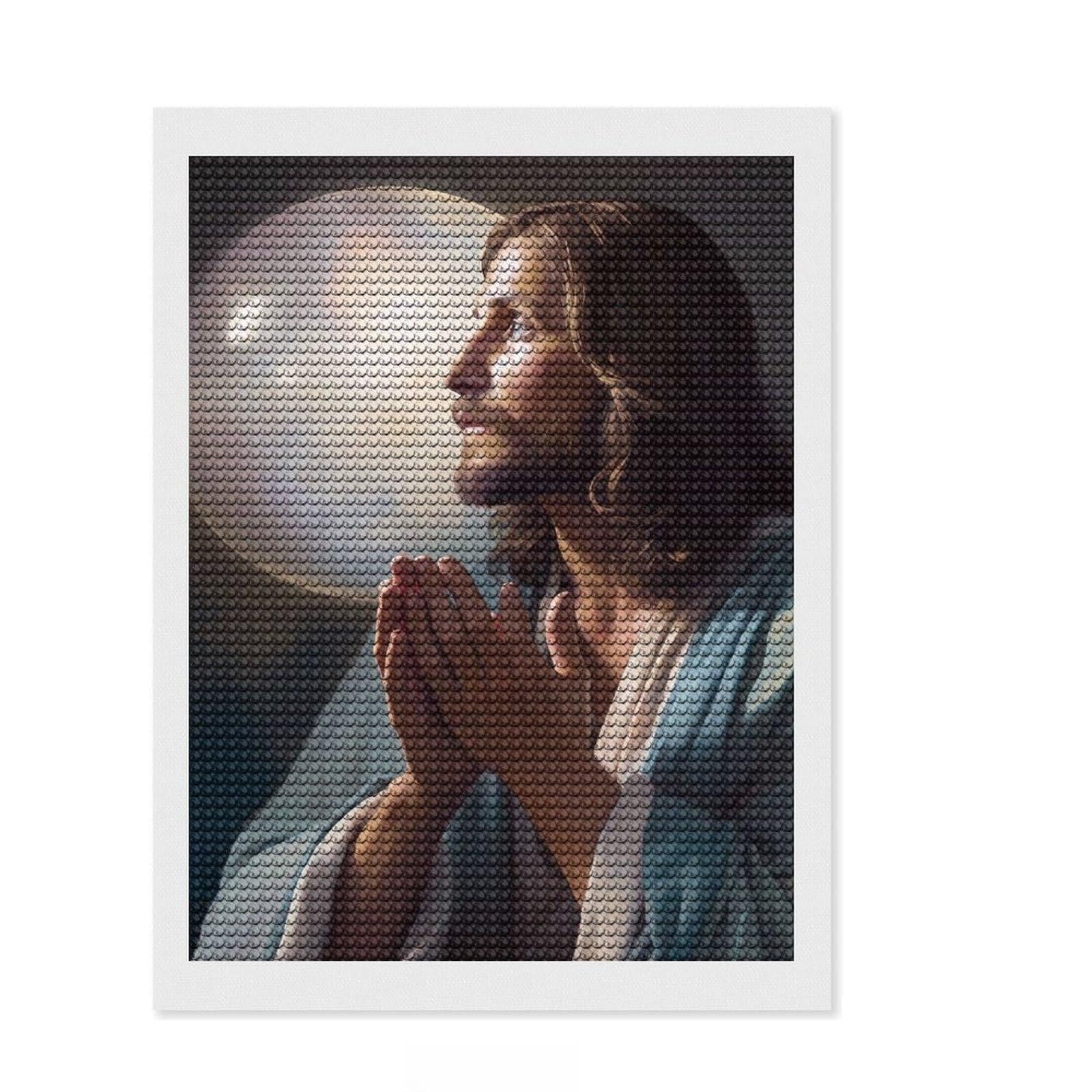 Junmoney Jesus Christ Christian Diamond Art Kit 12"x16", Relaxing DIY Hobby, Easy to Follow Symbols, Cosy Home Accent, Festive Craft Gift