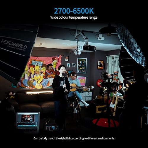Vista 2 de FEELWORLD FL225B 2700K ~ 6500K Luz de estudio de video bicolor 225W Iluminación continua CRI96+ TLCI97+ 64500lux@3.3 ft para película, transmisión