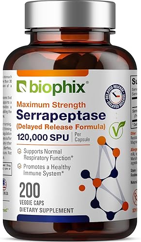 biophix Serrapeptase 200 cápsulas vegetales de máxima fuerza - Fórmula de liberación retardada disponible en Yaxa Guatemala