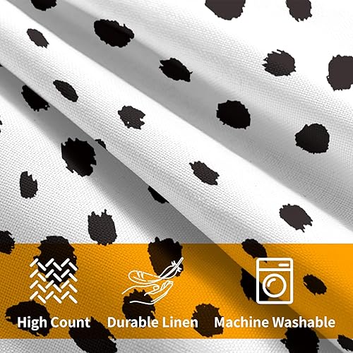 Miniatura 4 de Kawani Juego de 2 fundas de almohada cuadradas de lino con estampado de lunares de 18 x 18 pulgadas, color blanco y negro, con trazos de pincel,