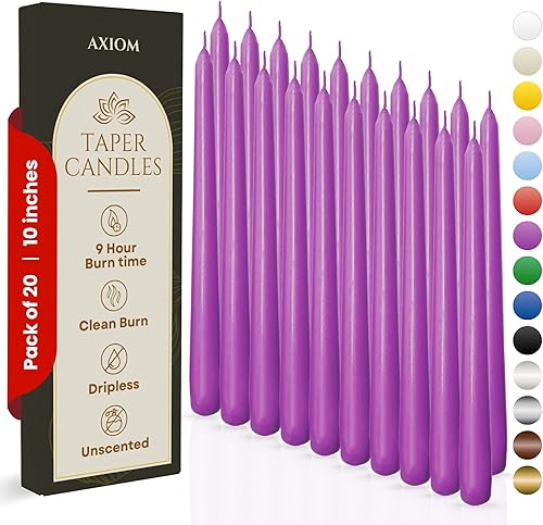 Miniatura 212 de Axiom Candles Velas altas sin goteo de 10 pulgadas sin perfume y sin humo, 9 horas de tiempo de combustión, velas cónicas para el hogar, cenas