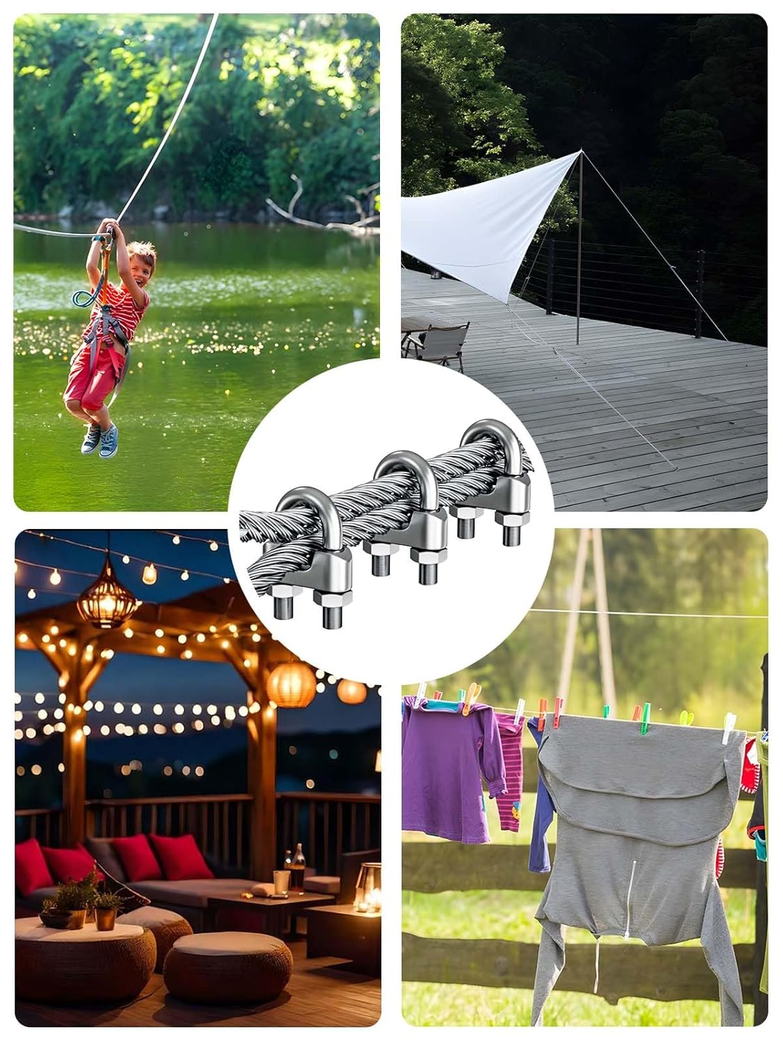 12Pcs 1/4" M6 Wire Rope Clamps 10 Pcs M6 Wire Rope Thimble, 304 Stainless Steel Cable Clamps Kit for 1/4 inch Steel Cable Thimbles Rigging - Image 7