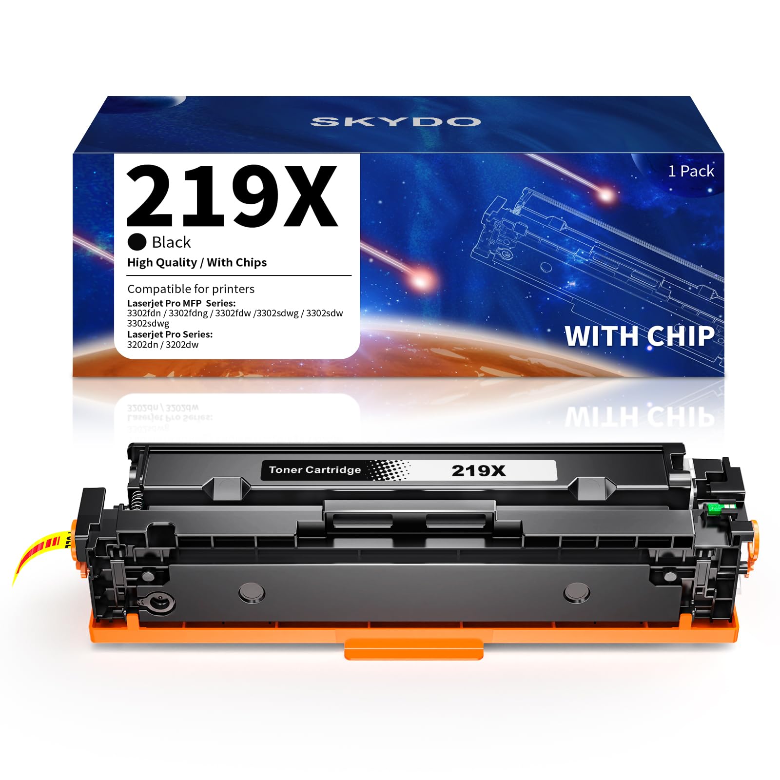 Toner 219X Con Chip Per HP 3302FDW – 4 Pacco (Nero, Ciano, Giallo, Magenta), Resa Fino A 3200 Pagine