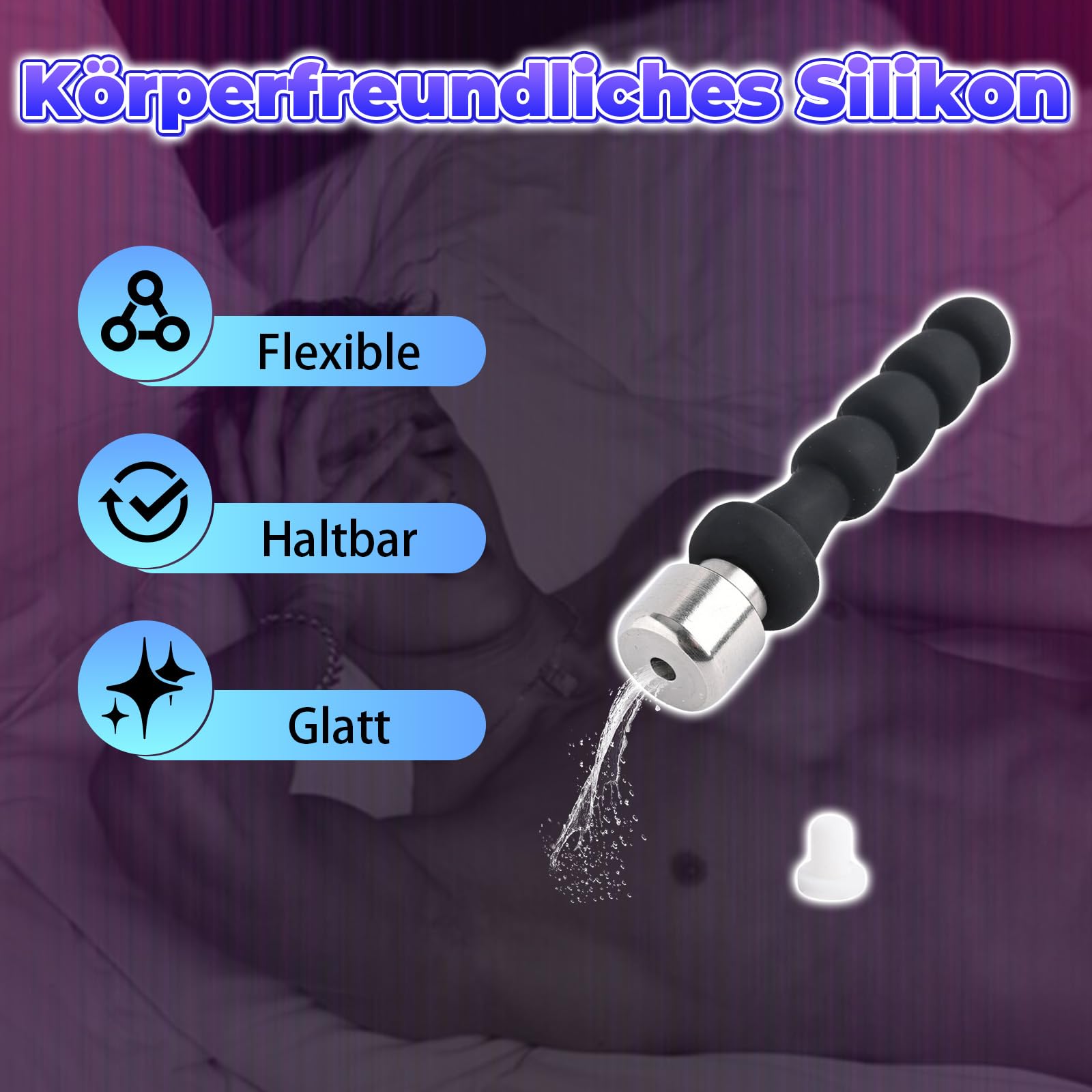 Dilatador Uretral de Silicona para Jaula de Castidad Tapón para el Pene con Múltiples Cuentas y Orificio para Orinar Ldeal para la Masturbación Masculina (6mm)