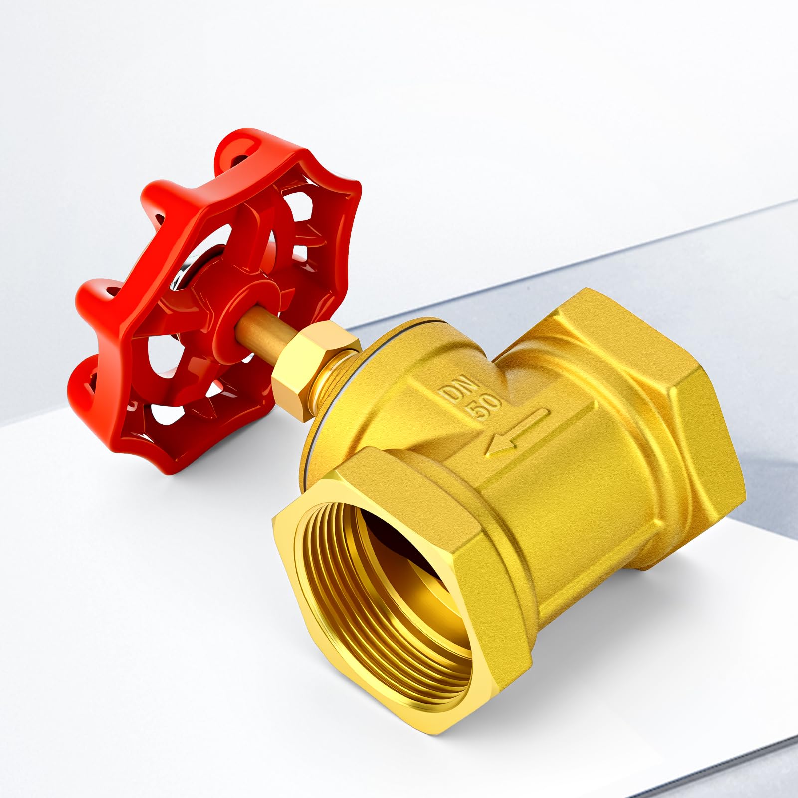 TAILONZ PNEUMATIC 1PCS Messing industrielles Durchgangsventil, DN50 2" Innengewinde mit Radgriff, Heavy Duty Globe Valve Tool für Wasser, Öl, Gas
