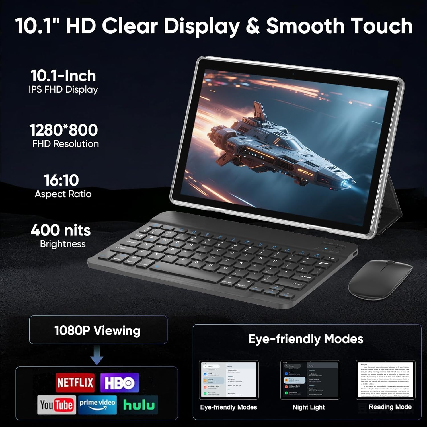 Android 16 Tablet, 10 Inch Tablets with Keyboard, Octa-Core CPU, 2 in 1 Tablet with Gemini AI, Face Unlock, 18W Fast Charger, 30GB+64GB+2TB Expand, 5G WiFi, Tablets PC with Case, Mouse, Stylus (Blue)