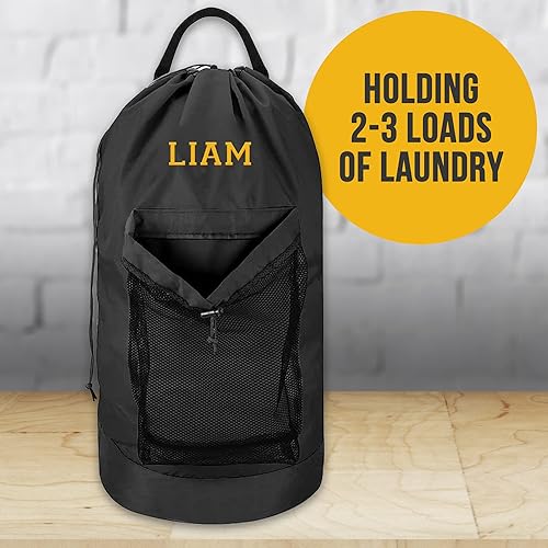 Miniatura 5 de Mochila personalizada para lavandería, bolsa de lavandería personalizada con correas para el hombro y bolsillo de malla, gran regalo para