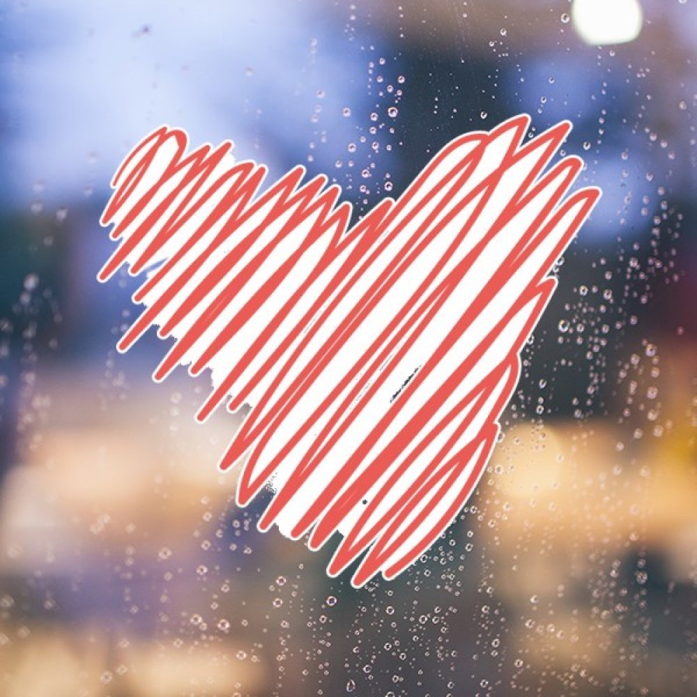 Sticker mural coeur rouge esquisse au trait cadeau romantique de Saint-Valentin