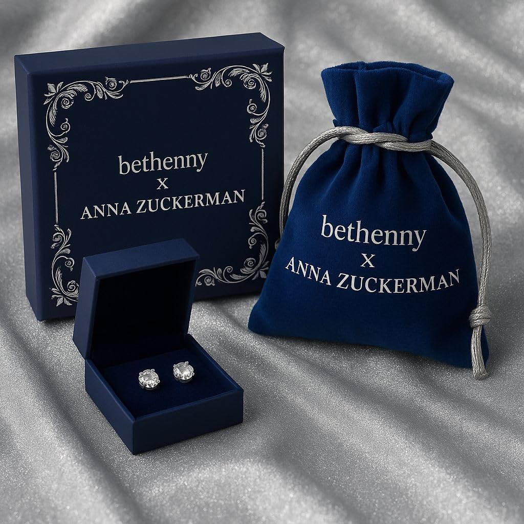 Bethenny Frankel x Anna Zuckerman Just Like Diamonds 4 Carat Stud Earrings – Diamond Crystalline Sparkle, Gold or Platinum Plated, Sterling Silver Posts