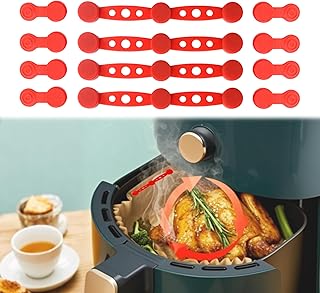 12Pcs Air Fryer Magnet Silicone Buckle for Holding Down Parchment Paper Liner,Keep Air Fryer Paper Liners in Place Prevent Burning (RED, 4Set 12Pcs)