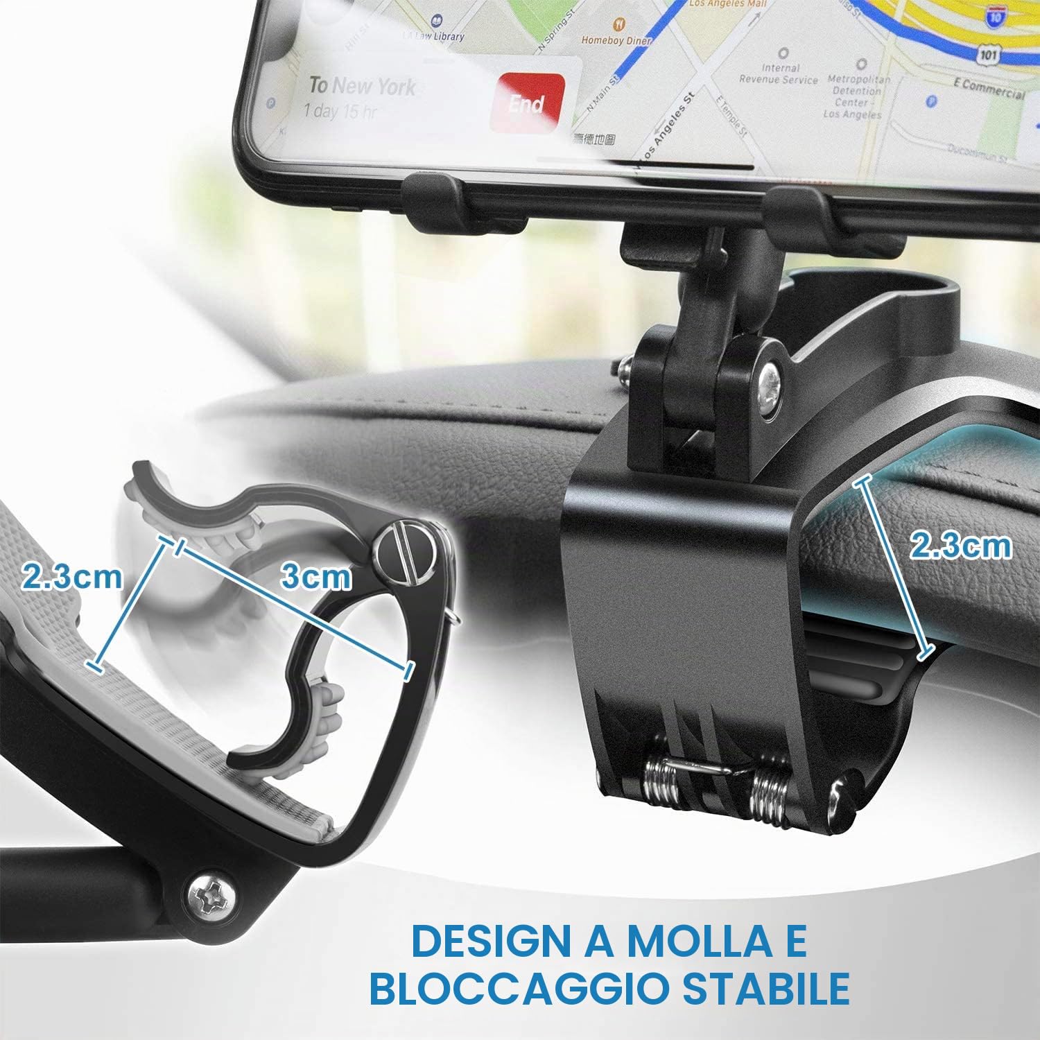 Supporto Telefono Auto, Porta Cellulare Auto 360 Gradi di Rotazione per GPS e smartphone da 4 a 7 pollici