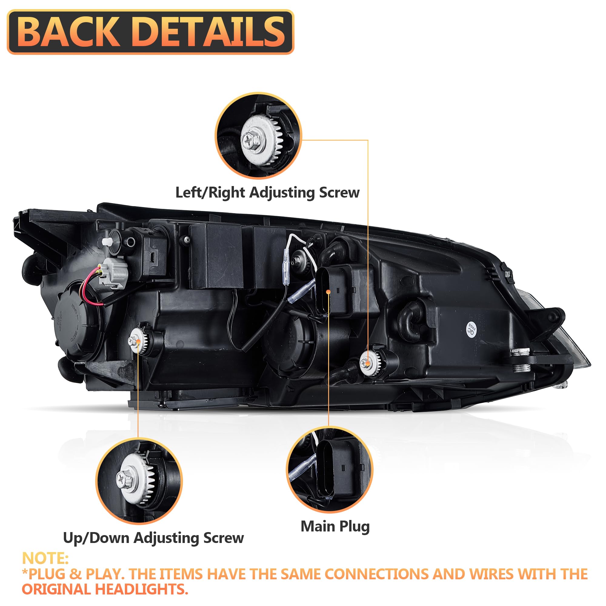 VLAND Pełny reflektor LED do Golf 7 Golf MK7 TSI TDI halogen 2012-2016 [Nie dla GTI/GTD/Xenon/Golf 7.5] z sekwencyjnym wskaźnikiem kierunku - czerwony
